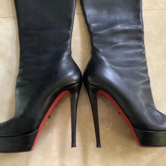 Christian Louboutin Black leather knee high  Bianca Botta 140 Boot size 39.5 IT - Picture 6 of 14